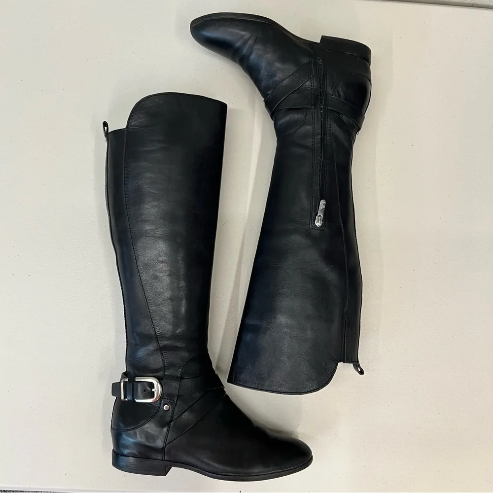 Belle by Sigerson Morrison Jamie Black Leather OTK Boots‎ Size 9
